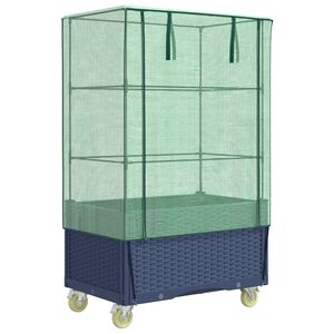 vidaXL Hochbeet mit Aufsatz und Rollen Rattan-Optik 80x50x182 cm