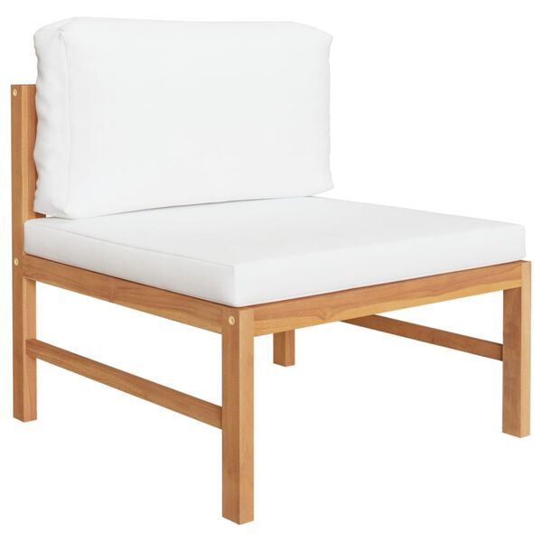 vidaXL 9-tlg. Garten-Lounge-Set mit Creme Kissen Massivholz Teak
