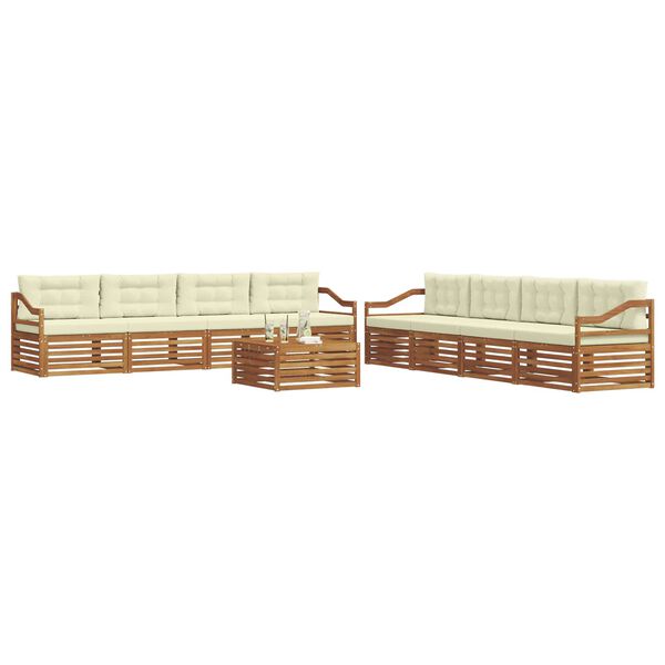 vidaXL Outdoor-Sofagarnitur mit Kissen 9 pcs Natur und Creme