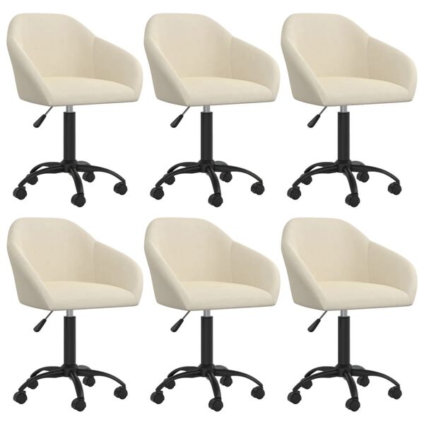 vidaXL Esszimmerstühle 6 Stk. Drehbar Creme Samt