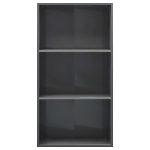 vidaXL B&uuml;cherregal 3 F&auml;cher Hochglanz-Grau 60x30x114 cm Holzwerkstoff