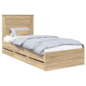vidaXL Bettrahmen Sonoma-Eiche 75 x 190 cm Ingenieurs Holz
