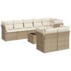 vidaXL 9-tlg. Garten-Sofagarnitur mit Kissen Beige Poly Rattan