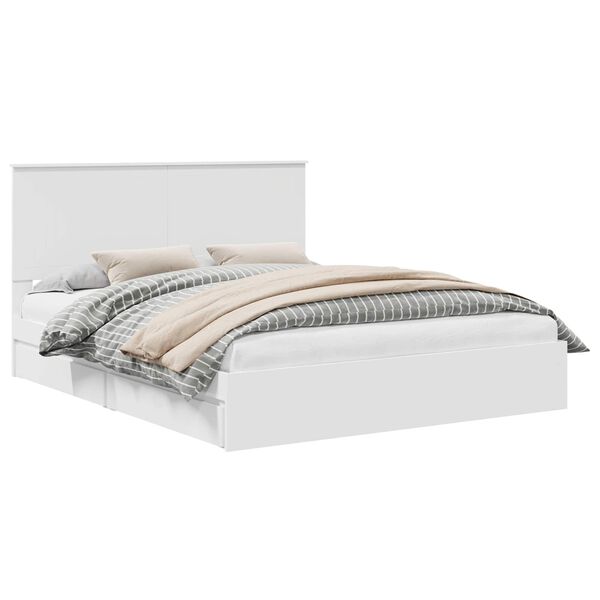 vidaXL Aufbewahrungsbett mit Kopfteil Wei&szlig; 160 x 200 cm Holzwerkstoff
