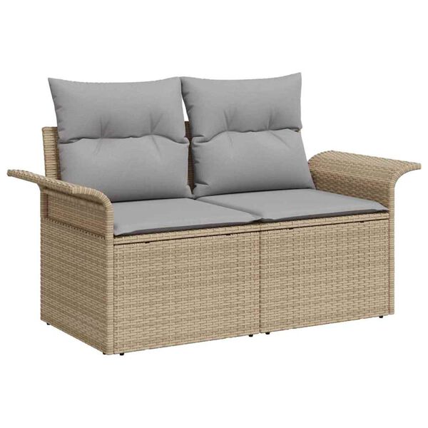 vidaXL Gartensofa-set mit Kissen 9 pcs Beige und Hellgrau Poly-Rattan