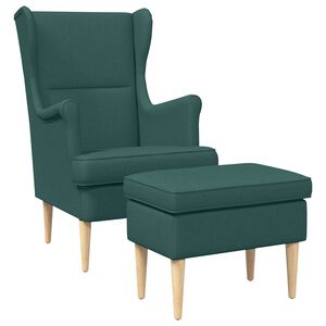 vidaXL Sessel mit Fu&szlig;hocker 2 stk. Dunkelgr&uuml;n Stoff