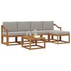 vidaXL Outdoor-Sofagarnitur mit Kissen 6 pcs Nat&uuml;rlich und Hellgrau