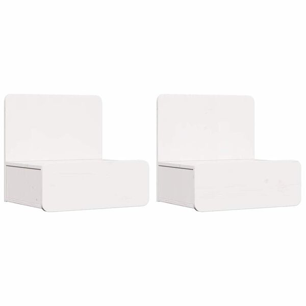vidaXL Nachttisch 2 pcs Wei&szlig; 44 x 32,5 x 40 cm Massivholz Kiefer