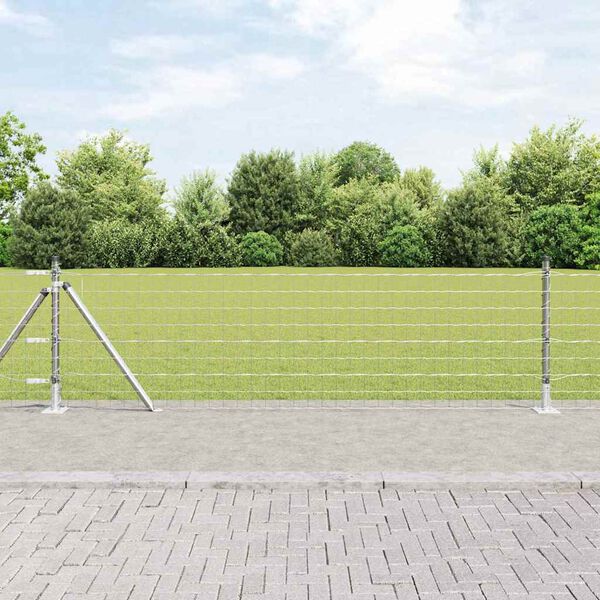 vidaXL Zaun mit Pfosten Silber 0,6 x 25 m Stahl