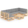 vidaXL 7-tlg. Garten-Lounge-Set mit Kissen Massivholz Kiefer
