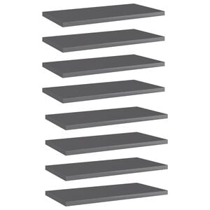 vidaXL B&uuml;cherregal-Bretter 8 Stk. Hochglanz-Grau 40x20x1,5 cm