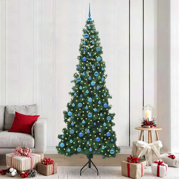 vidaXL Eckiger k&uuml;nstlicher Weihnachtsbaum Gr&uuml;n 240 cm PVC und Metall