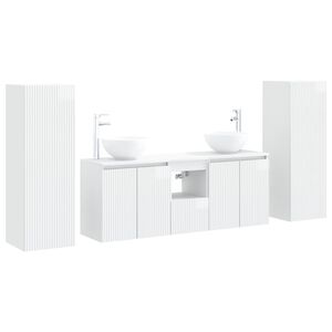 vidaXL Badezimmerm&ouml;bel-Set 5 stk. Hochglanz Wei&szlig; 33 x 34,5 x 100 cm