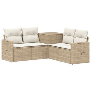 vidaXL Sofa Set 5 stk. Beige und Cremewei&szlig; Polyrattan und Stahl