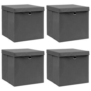 vidaXL Aufbewahrungsboxen mit Deckeln 4 Stk. Grau 32x32x32 cm Stoff