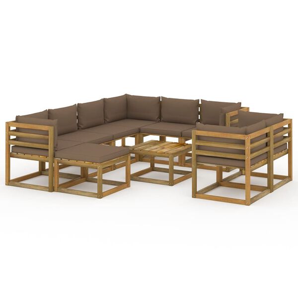 vidaXL 10-tlg. Garten-Lounge-Set mit Kissen Taupe