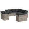 vidaXL 11-tlg. Garten-Sofagarnitur mit Kissen Hellgrau Poly Rattan