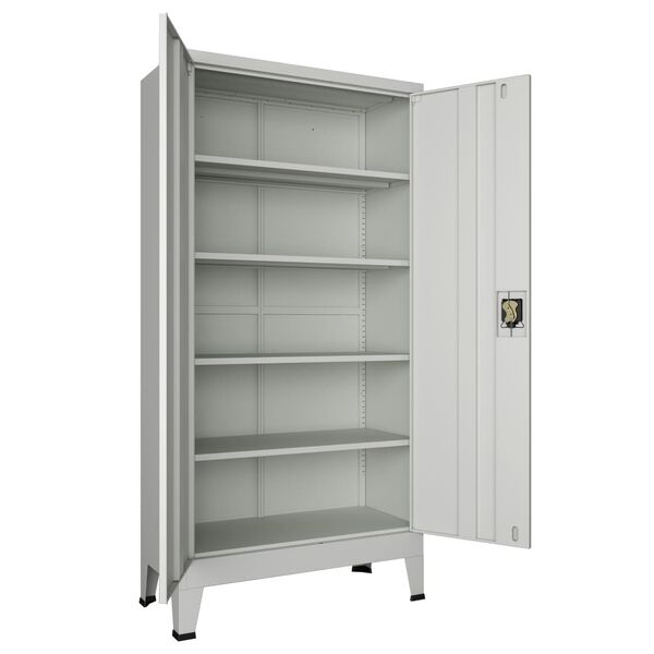 vidaXL B&uuml;roschrank mit 2 T&uuml;ren Stahl 90x40x180 cm Grau