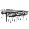 vidaXL 7-tlg. Garten-Essgruppe Schwarz Poly Rattan