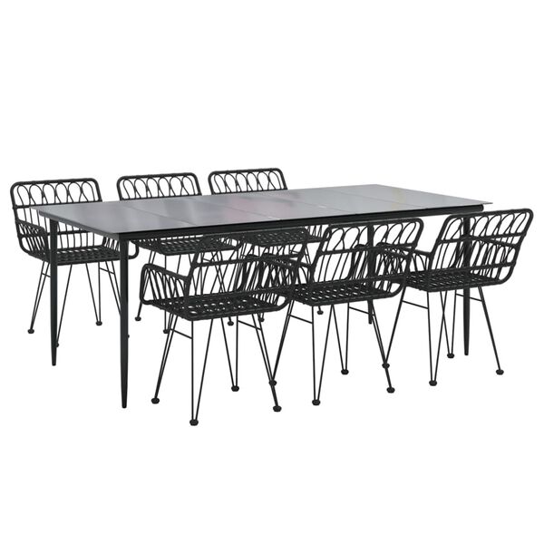 vidaXL 7-tlg. Garten-Essgruppe Schwarz Poly Rattan