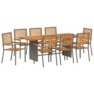 vidaXL Garten Essgruppe 9 stk. Grau und Braun Poly-Rattan