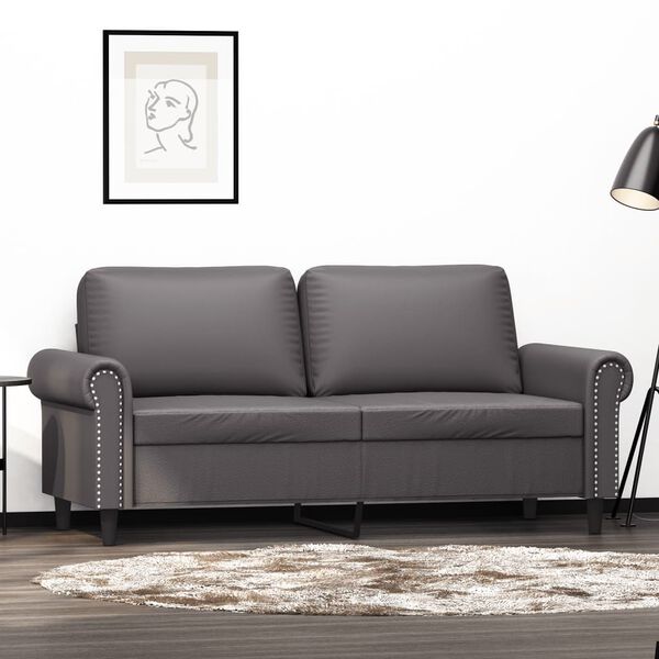 vidaXL 2-Sitzer-Sofa Grau 140 cm Kunstleder