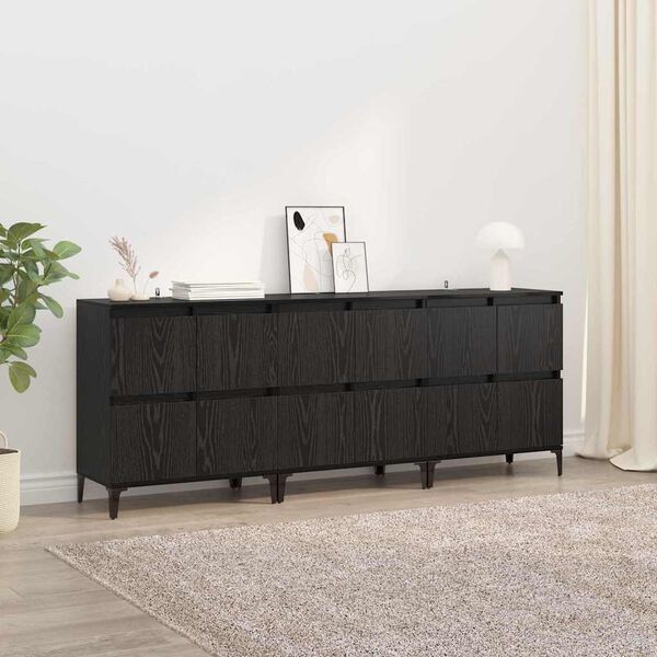 vidaXL Sideboards 3 pcs Schwarz Eichen-Optik 60 x 35 x 70 cm