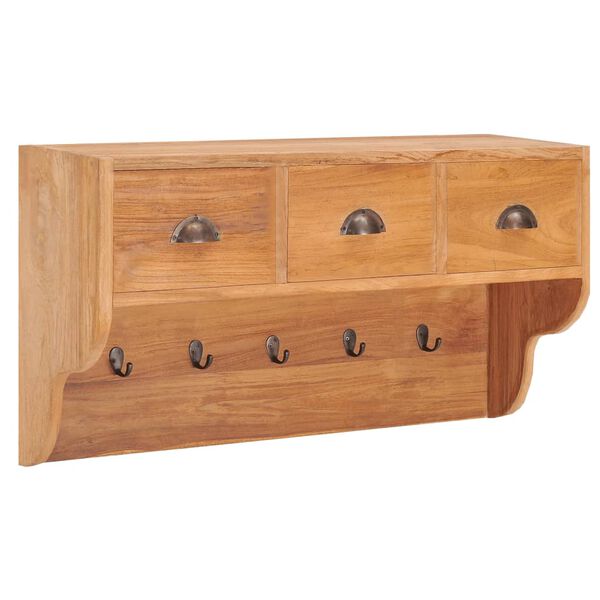 vidaXL Wandgarderobe 80x25x45 cm Massivholz Teak