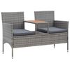 vidaXL 2-Sitzer-Gartenbank mit Teetisch 143 cm Poly Rattan Grau