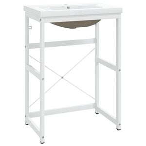 vidaXL Badezimmer-Waschtischgestell mit Waschbecken Wei&szlig; Eisen