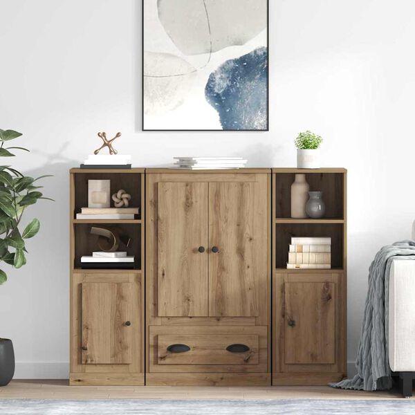 vidaXL Highboard mit Schubladen 3 pcs Artisan-Eiche Holzwerkstoff