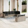 vidaXL 9-tlg. Garten-Sofagarnitur mit Kissen Hellgrau Poly Rattan