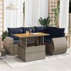 vidaXL 5-tlg. Garten-Sofagarnitur mit Kissen Grau Poly Rattan