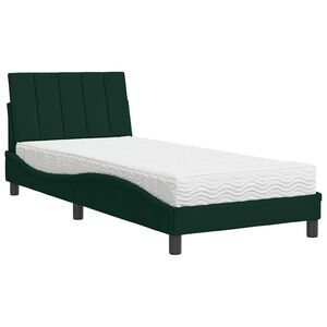 vidaXL Bett mit Matratze "Hanko" Dunkelgr&uuml;n 90x190 cm Samt