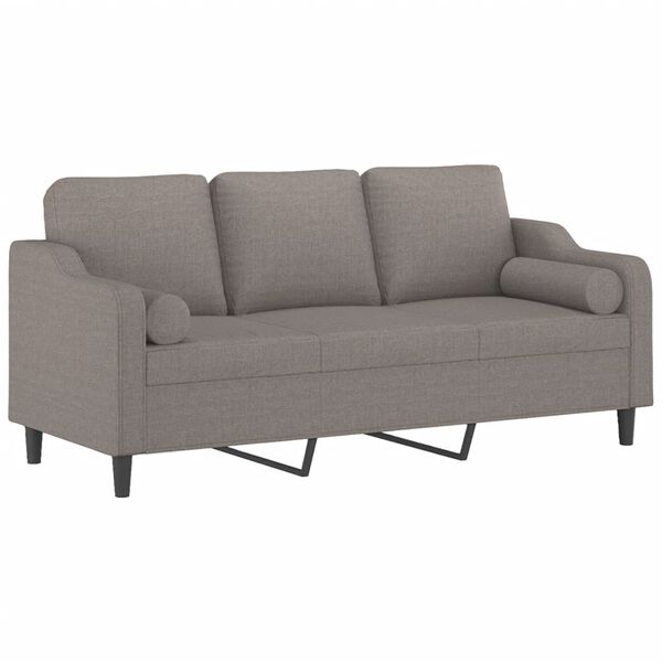 vidaXL 3-Sitzer-Sofa mit Zierkissen Taupe 180 cm Stoff