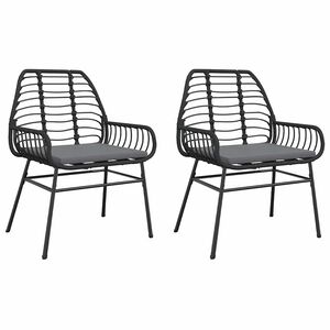 vidaXL Gartenst&uuml;hle 2 Stk. mit Kissen Schwarz Poly Rattan