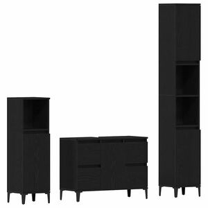 vidaXL Badezimmerm&ouml;bel-Set 3 stk. Schwarz Eichen-Optik