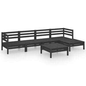 vidaXL 6-tlg. Garten-Lounge-Set Massivholz Kiefer Schwarz