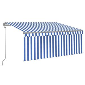 vidaXL Markise Automatisch Einziehbar mit Volant 3x2,5 m Blau und Wei&szlig;