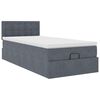 vidaXL Ottoman-Bett mit Matratze Dunkelgrau 90x200 cm Samt