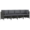 vidaXL 4-Sitzer-Gartensofa mit Kissen Grau Poly Rattan