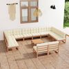 vidaXL 13-tlg. Garten-Lounge-Set mit Kissen Honigbraun Massivholz