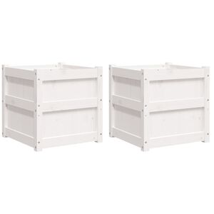 vidaXL Pflanzk&uuml;bel 2 Stk. Wei&szlig; Massivholz Kiefer
