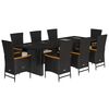 vidaXL 9-tlg. Garten-Essgruppe mit Kissen Schwarz Poly Rattan