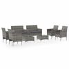 vidaXL 8-tlg. Garten-Lounge-Set mit Auflagen Poly Rattan Grau