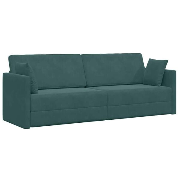 vidaXL Boden-Sofa-Bett 200cm Dunkelgr&uuml;n Samt