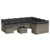 vidaXL 11-tlg. Garten-Sofagarnitur mit Kissen Grau Poly Rattan