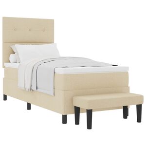 vidaXL Boxspringbett mit Matratze mit Kopfteil Creme 80 x 200 cm Stoff