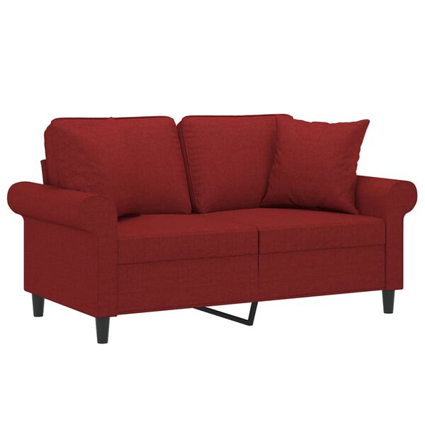 vidaXL 2-Sitzer-Sofa mit Kissen Weinrot 120 cm Stoff