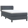vidaXL Boxspringbett mit Matratze Dunkelgrau 80x220 cm Samt